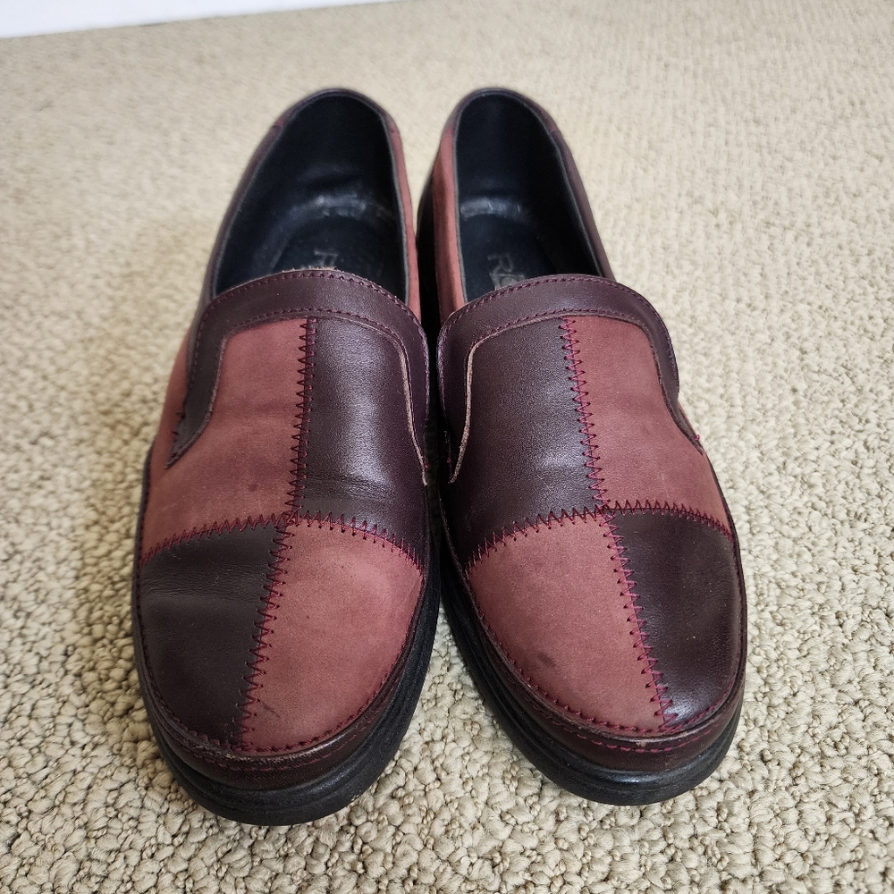 ROHDE Patchwork Leather Loafers Shoes Size 6 Red Burgundy Slip on Shoes Funky